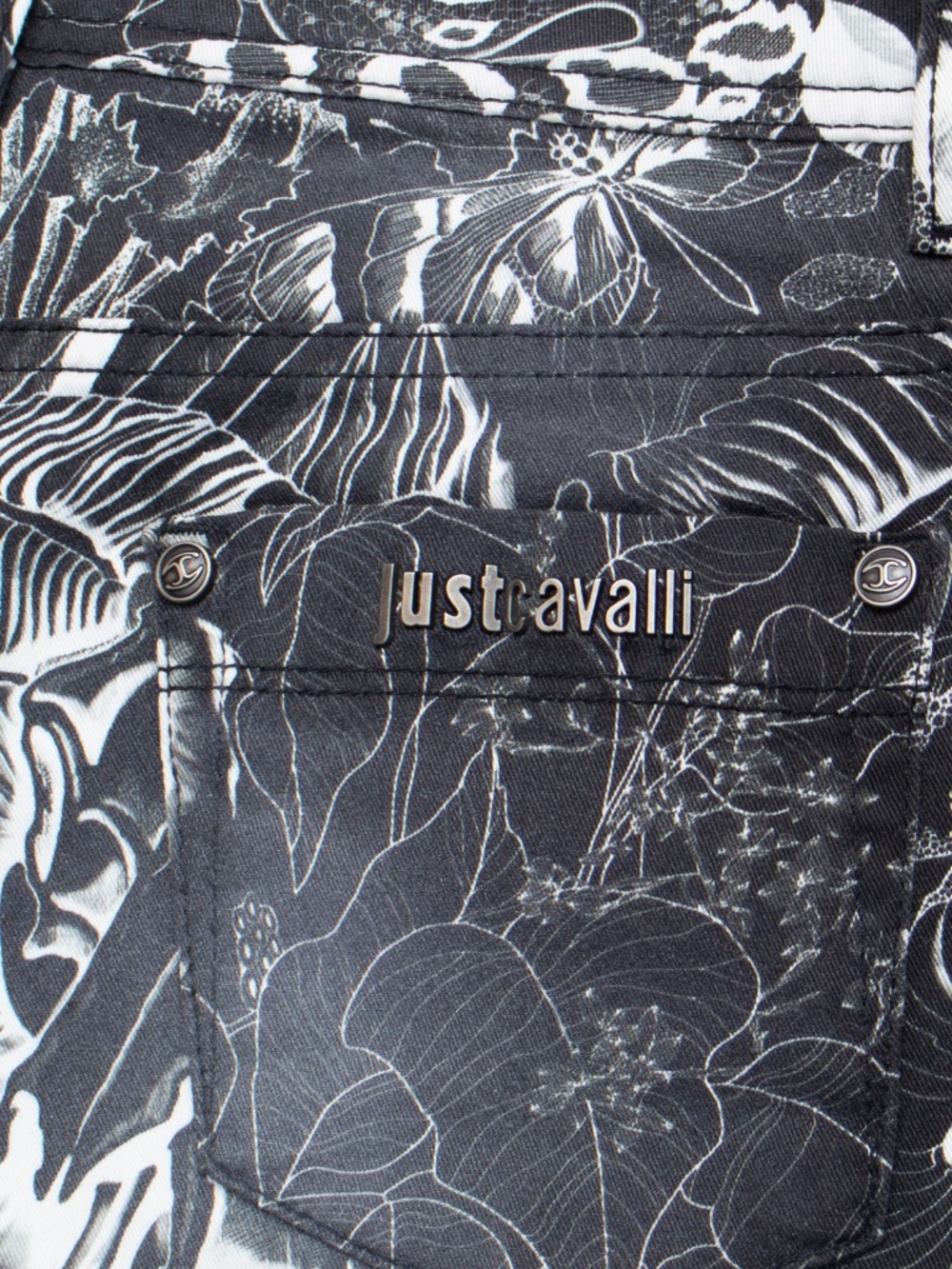 Just Cavalli Luxury Skinny Leg Tiger Print Jeans Black White Size 27 US 4 - Picture 10 of 13